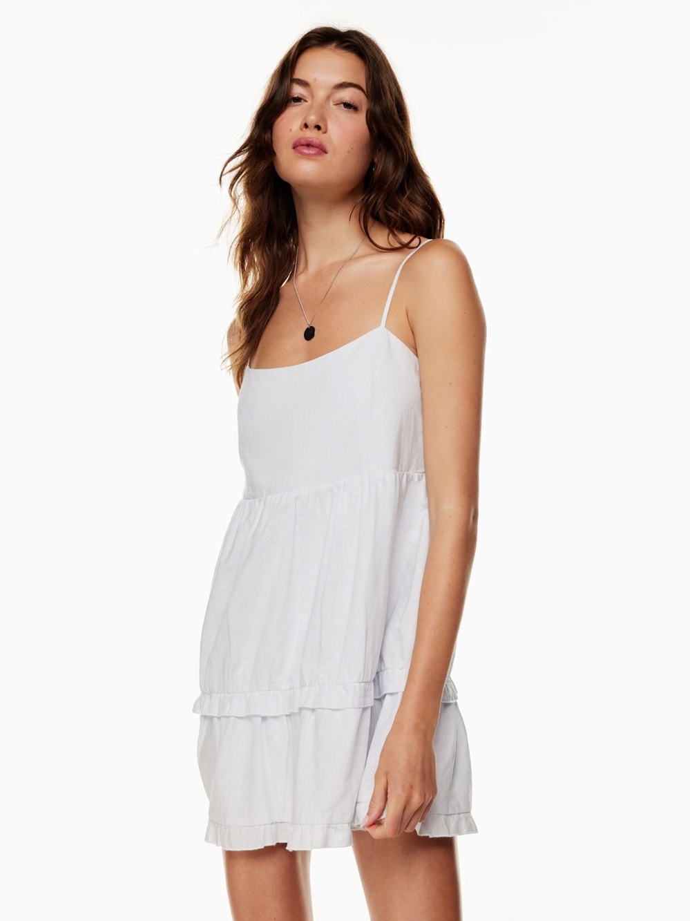 Aritzia Sunday Best Hayes White Mini Dress Linen & Oranic Cotton Size Small